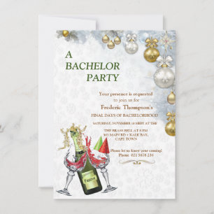 Carte Enterrement de vie de garçon Noël blanc