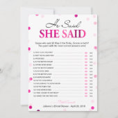 Carte Enterrement de vie de jeune fille Il a dit Elle a (Devant)