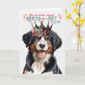 Carte Entlebucher Mountain Dog Queen Funny Anniversaire (Fleur jaune)