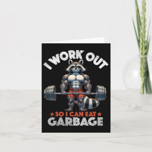 Carte Entraînement de gym amusant Raccoon musclé entraîn