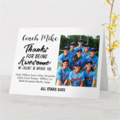 Carte Entraîneur de baseball cadeau fin de saison (Fleur jaune)