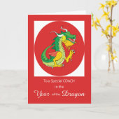 Carte Entraîneur Nouvel An Chinois du Dragon sur Rouge (Fleur jaune)