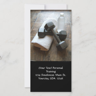 Carte Entraîneur personnel ou Fitness Dumbells Serviette