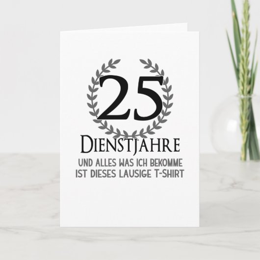 Carte Entreprise 25 ans Anniversaire Entreprise Employé (Devant)