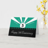 Carte Entreprise 5 ans Anniversaire des employés Vert, N (Fleur jaune)