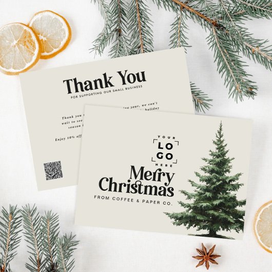 Carte Entreprise Noël votre logo QR Code merci