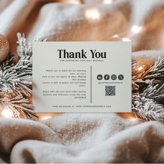 Carte Entreprise Noël votre logo QR Code merci