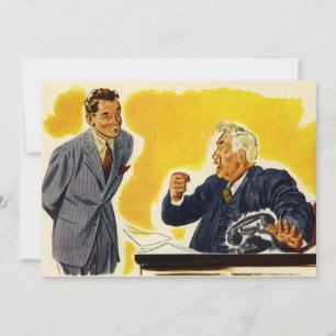 Carte Entreprise Vintage, PDG fou, patron, employé