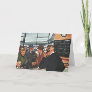 Carte Entreprise vintage, personnel au comptoir des serv