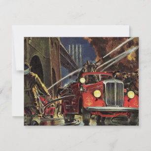 Carte Entreprise vintage, Pompiers Pompiers Camions d'in