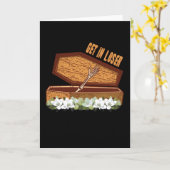 Carte Entrez dans un cercueil lâche Halloween (Fleur jaune)