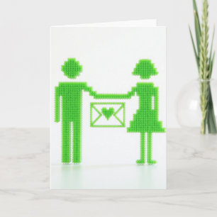 Carte enveloppe cœur perle verte