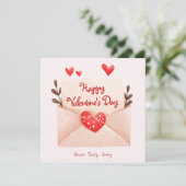 Carte Enveloppe Mignonne Joyuse Saint-Valentin (Debout devant)