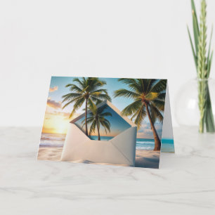 Carte Enveloppe Plage Anniversaire Avec Palmiers