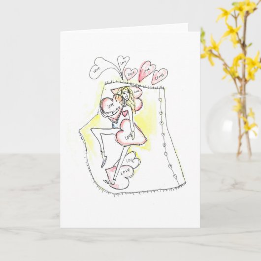 Carte Envoi d'amour (Fleur jaune)