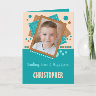 Carte Envoi d'amour et accolades photo brun turquoise