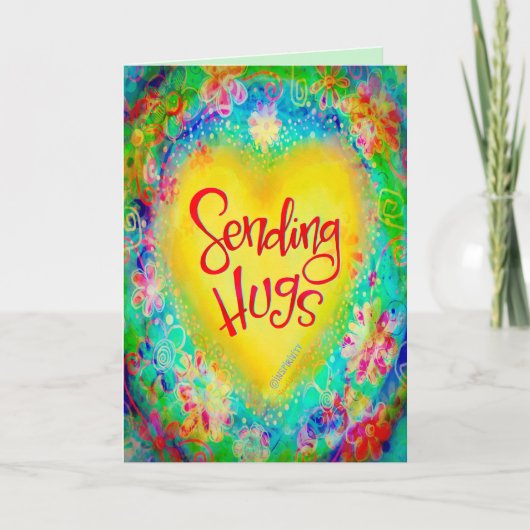 Carte Envoi de carreaux Coeur Jaune Floral Plutôt (Devant)