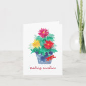 Carte Envoi de soleil Art original Gerbera Daisy Fleur (Devant)