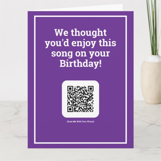 Carte Envoyer une chanson par QR Code à un anniversaire (Devant)