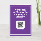 Carte Envoyer une chanson par QR Code à un anniversaire (Devant)