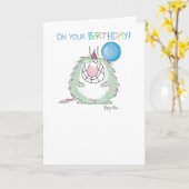 CARTE ENVOYEZ L'ANNIVERSAIRE DE LA BÊTE FURRY (Fleur jaune)