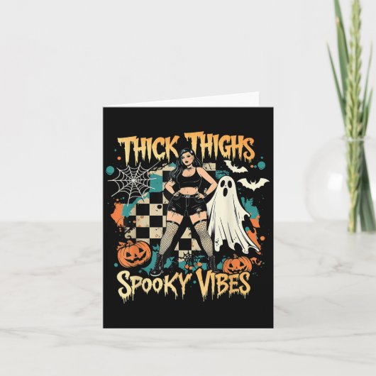 Carte Épais Cuirs Soky Vibes Drôle Fantôme Halloween (Devant)