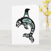 Carte Épaulard bleu et noir d'esprit de Haida (Fleur jaune)