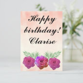 Carte Ephemera vibrant color pink art (Debout devant)