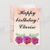 Carte Ephemera vibrant color pink art (Devant / Derrière)