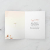 Carte Ephéméraire Fleurs de Pêche foncée Orthodoxe Anniv (Intérieur)