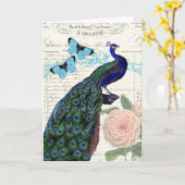 Carte Ephémère française Peacock vintage Collage Anniver (Fleur jaune)
