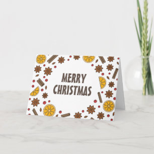 Carte Épices de Noël, cannelle, anis étoilé, gribouillis