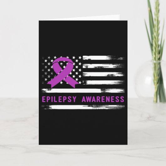 Carte Epilepsy Awarness American Flag Purple Ribbon  (Devant)