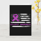 Carte Epilepsy Awarness American Flag Purple Ribbon  (Fleur jaune)