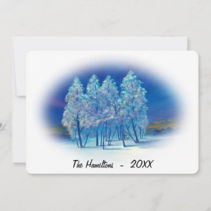 Carte Épinette Bleue Misty Arbres Lumières Nord Peinture