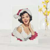 Carte Épinglette Rétro de Noël Souriante (Fleur jaune)