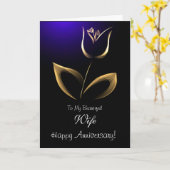 Carte Épouse/anniversaire heureux - tulipe de fractale (Fleur jaune)