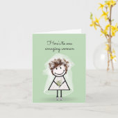 Carte Épouse chatte fille avec Basket (Fleur jaune)