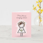 Carte Épouse chatte fille avec Basket (Fleur jaune)