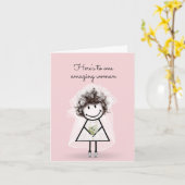 Carte Épouse chatte fille avec Baskets et marguerites (Fleur jaune)