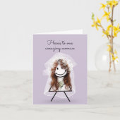 Carte Épouse chatte fille avec Bouquet nuptial (Fleur jaune)