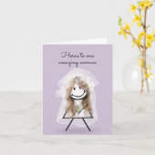 Carte Épouse chatte fille avec Bouquet nuptial (Fleur jaune)