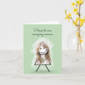 Carte Épouse chatte fille avec Bouquet nuptial (Fleur jaune)