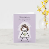 Carte Épouse chatte fille avec Bouquet nuptial (Fleur jaune)