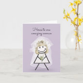 Carte Épouse chatte fille avec Bouquet nuptial (Fleur jaune)