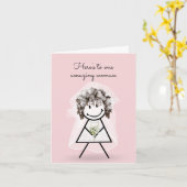 Carte Épouse chatte fille avec Bouquet nuptial (Fleur jaune)