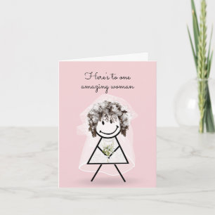 Carte Épouse chatte fille avec Bouquet nuptial