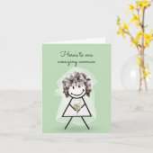 Carte Épouse chatte fille avec Bouquet nuptial (Fleur jaune)