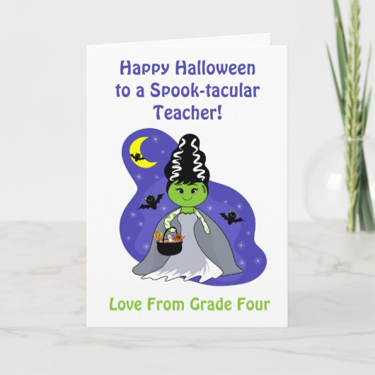 Carte Épouse d'enseignant de Frankenstein Halloween (Devant)