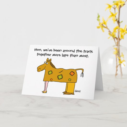 Carte Épouse drôle de mari de thème de course de chevaux (Fleur jaune)